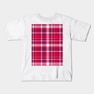 Retro Tartan Plaid red burgundy Kids T-Shirt